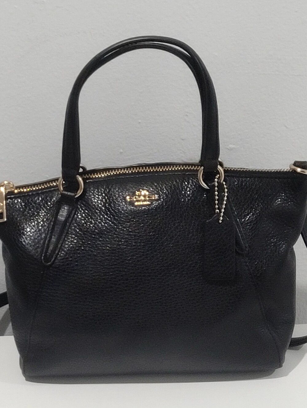 Coach Black Leather Crossbody with Gold Hardware